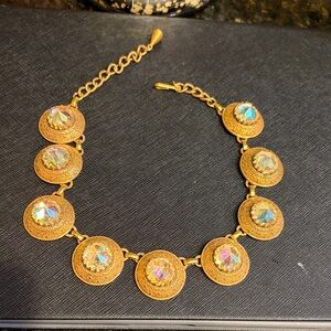 Elegant Gold Necklace with Multicolor Accents